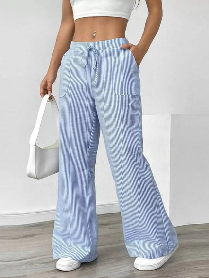 Striped Wide Leg Pants - FLORENTINE IRIS