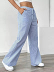Striped Wide Leg Pants - FLORENTINE IRIS