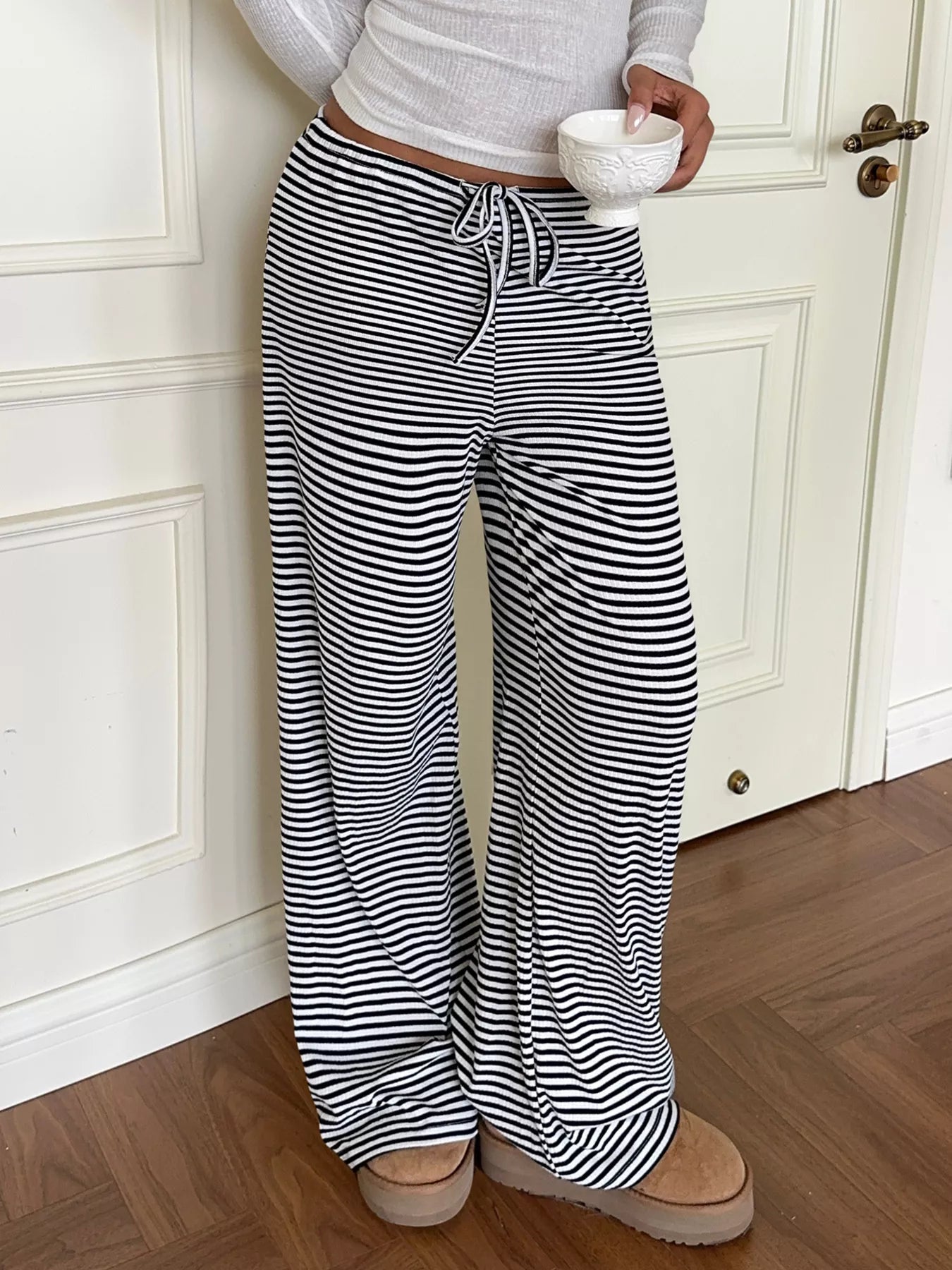 Striped Wide Leg Pants - FLORENTINE IRIS