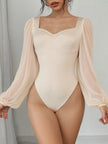 Sweetheart Neck Balloon Sleeve Bodysuit - FLORENTINE IRIS