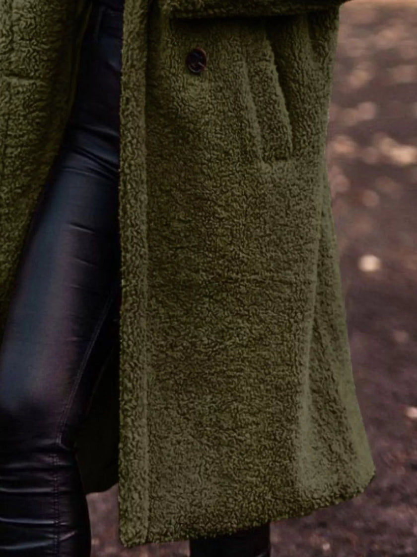 Teddy Bear Hooded Longline Outerwear - FLORENTINE IRIS