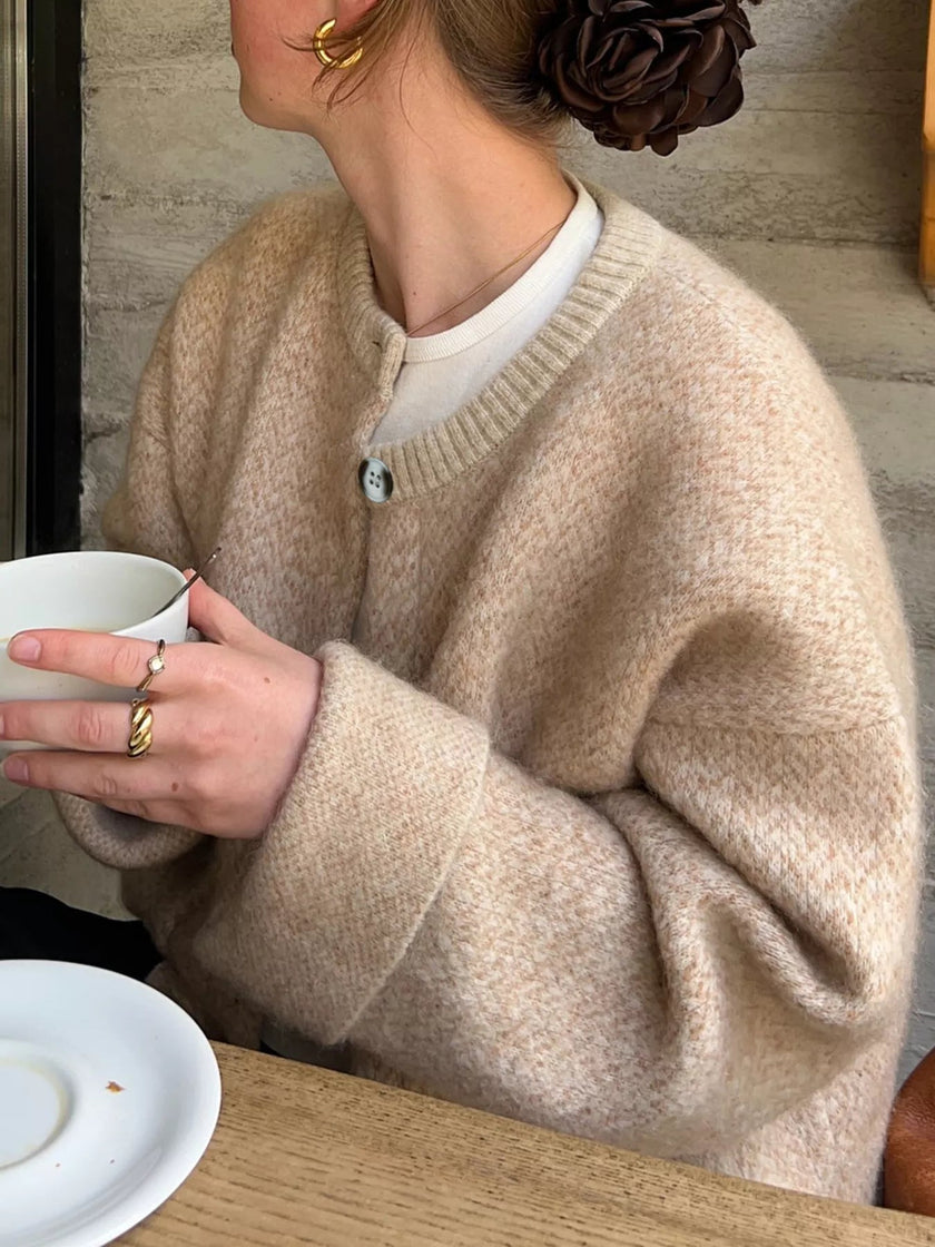 Textured Knit Button - Down Cardigan - FLORENTINE IRIS