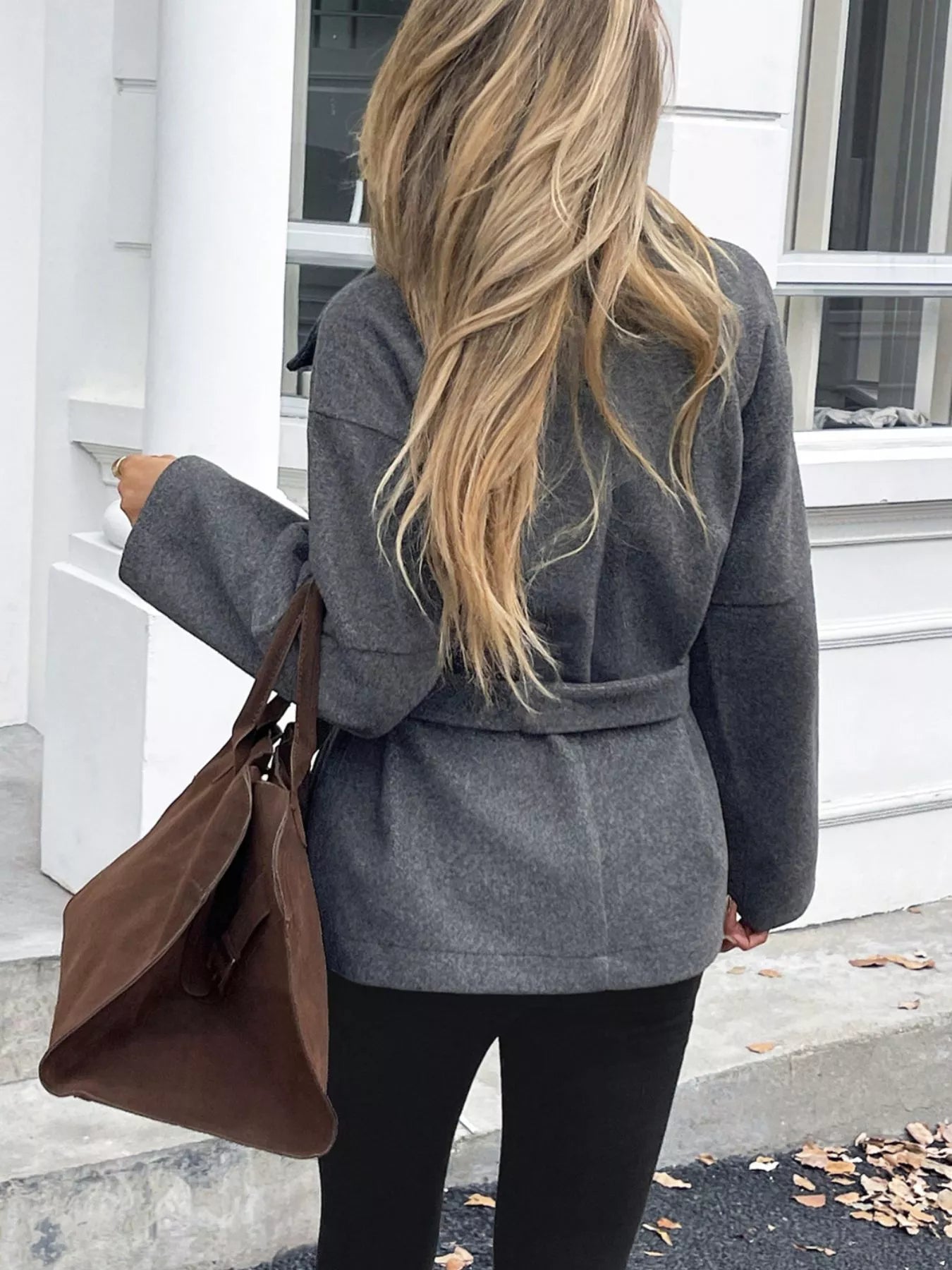 Tie Waist Wool Blend Outerwear - FLORENTINE IRIS