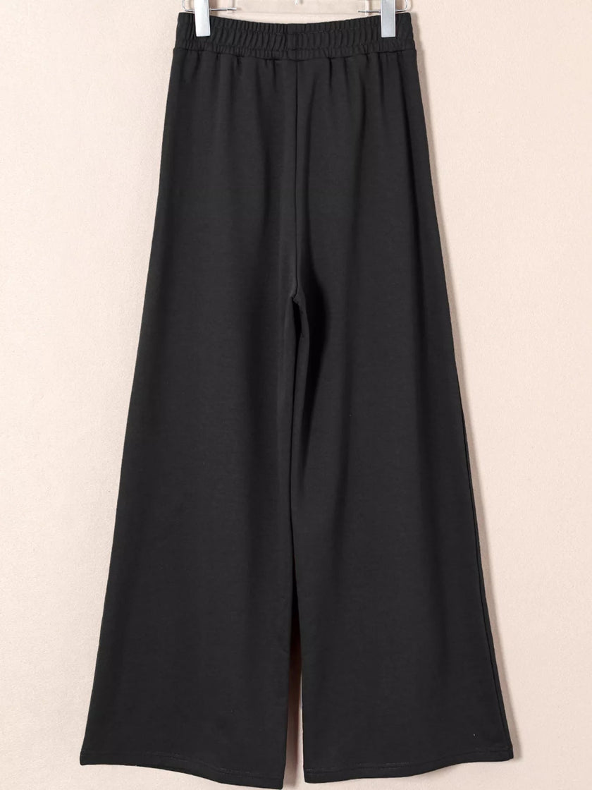 Tied Elastic High Waist Pleated Detail Solid Sweatpants - FLORENTINE IRIS