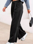 Tied Elastic High Waist Pleated Detail Solid Sweatpants - FLORENTINE IRIS