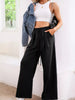 Tied Elastic High Waist Pleated Detail Solid Sweatpants - FLORENTINE IRIS