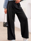Tied Elastic High Waist Pleated Detail Solid Sweatpants - FLORENTINE IRIS