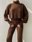 Turtleneck Long Sleeve Top & Pants Set - FLORENTINE IRIS