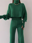 Turtleneck Long Sleeve Top & Pants Set - FLORENTINE IRIS