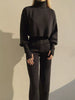 Turtleneck Long Sleeve Top & Pants Set - FLORENTINE IRIS