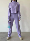 Turtleneck Long Sleeve Top & Pants Set - FLORENTINE IRIS