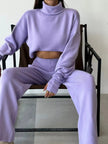 Turtleneck Long Sleeve Top & Pants Set - FLORENTINE IRIS