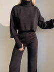 Turtleneck Long Sleeve Top & Pants Set - FLORENTINE IRIS