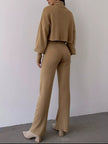 Turtleneck Long Sleeve Top & Pants Set - FLORENTINE IRIS