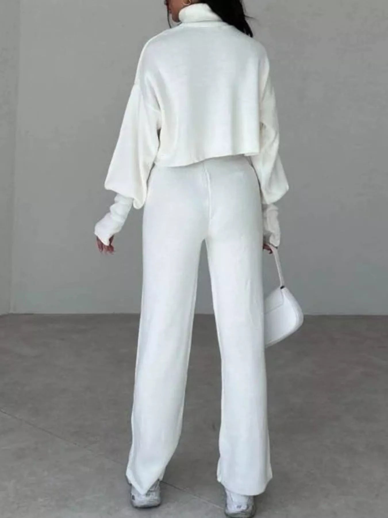 Turtleneck Long Sleeve Top & Pants Set - FLORENTINE IRIS