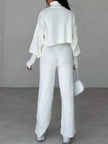 Turtleneck Long Sleeve Top & Pants Set - FLORENTINE IRIS
