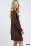 Umgee Button - Down Longline Sweater Cardigan with Front Pockets - FLORENTINE IRIS