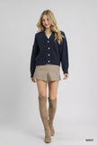 Umgee Button - Front Knit Cardigan - FLORENTINE IRIS