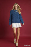 Umgee Cable Knit Cozy Sweater - FLORENTINE IRIS