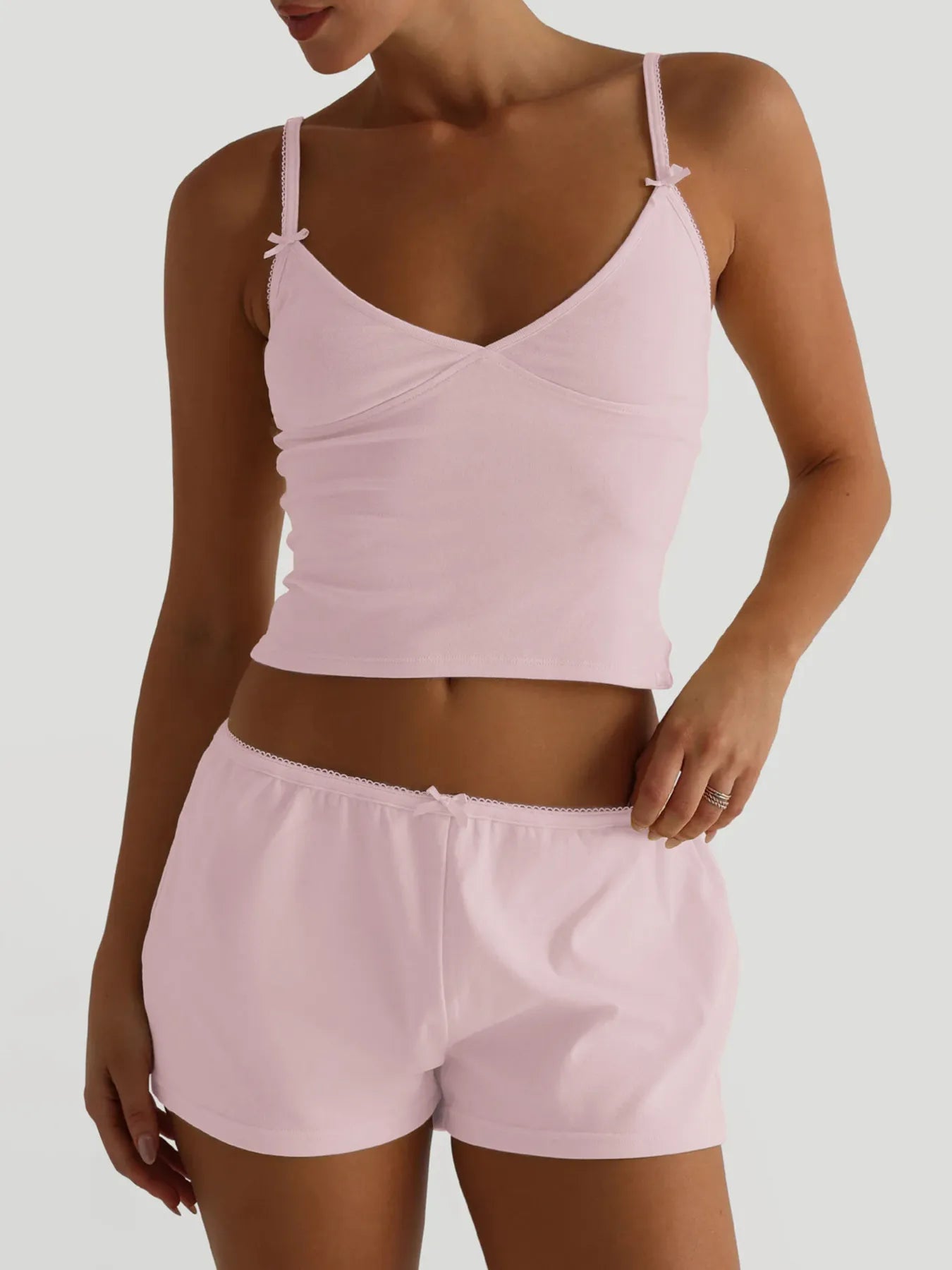 V - Neck Cami and Shorts Set - FLORENTINE IRIS