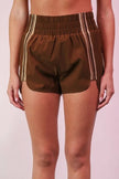 VERY J Striped Trim Detail Activewear Shorts - FLORENTINE IRIS