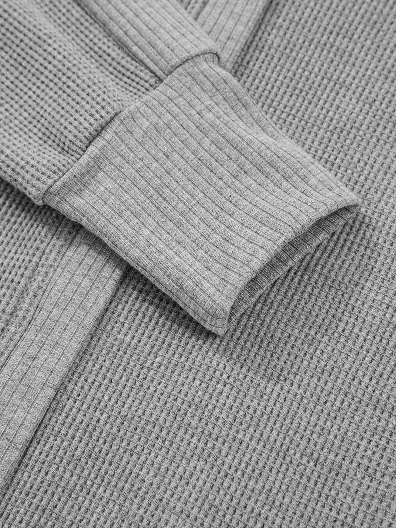 Waffle Splicing Zip Up Front Button Hooded Jacket - FLORENTINE IRIS