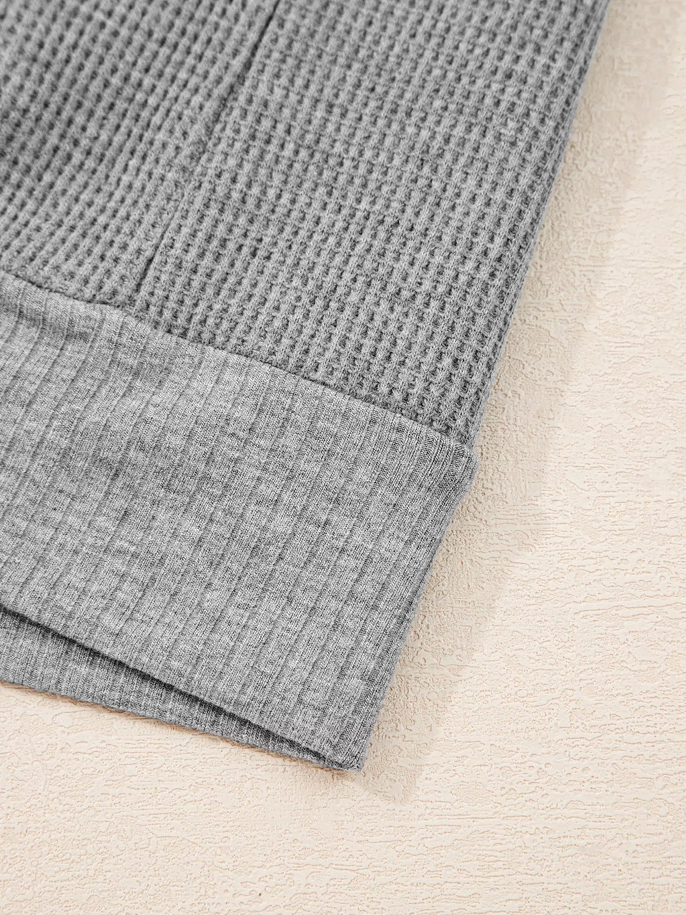 Waffle Splicing Zip Up Front Button Hooded Jacket - FLORENTINE IRIS