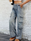 Washed Jeans with Pockets - FLORENTINE IRIS