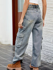 Washed Jeans with Pockets - FLORENTINE IRIS