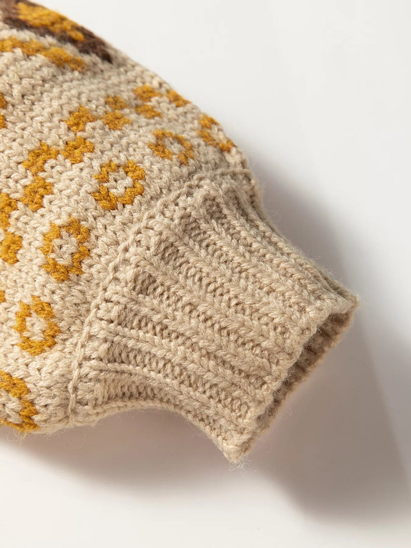 Western Pattern Knitted Button V Neck Cardigan Sweater - FLORENTINE IRIS