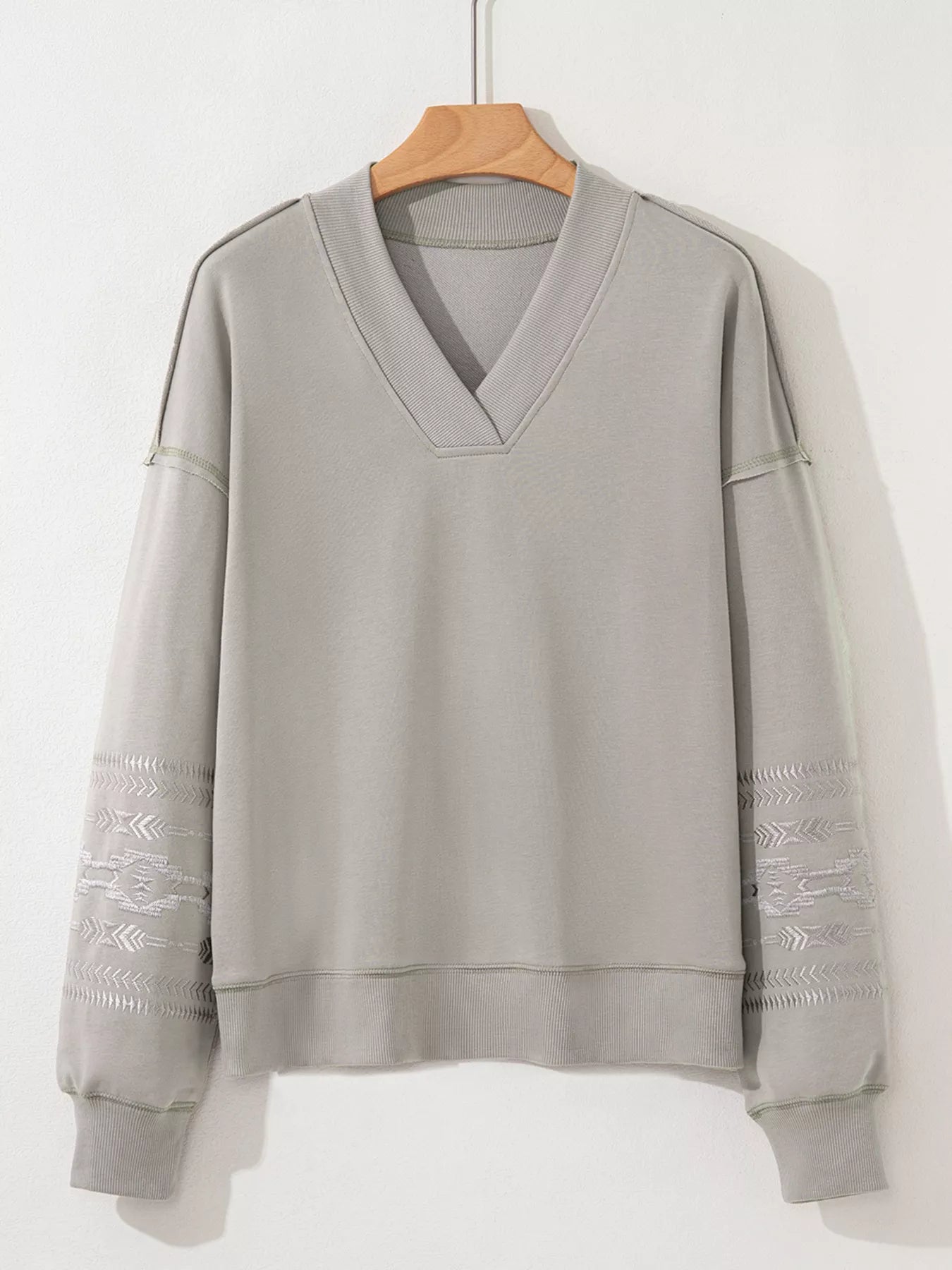 Western V Neck Sweatshirt - FLORENTINE IRIS