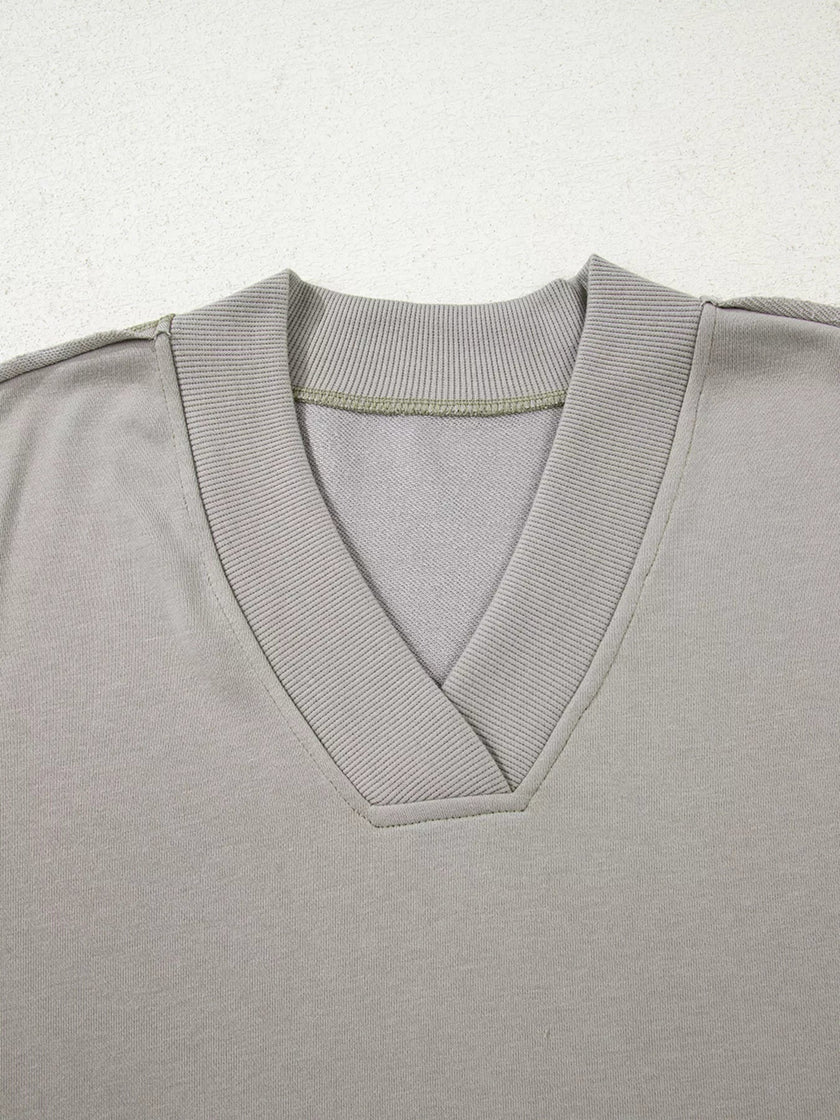 Western V Neck Sweatshirt - FLORENTINE IRIS