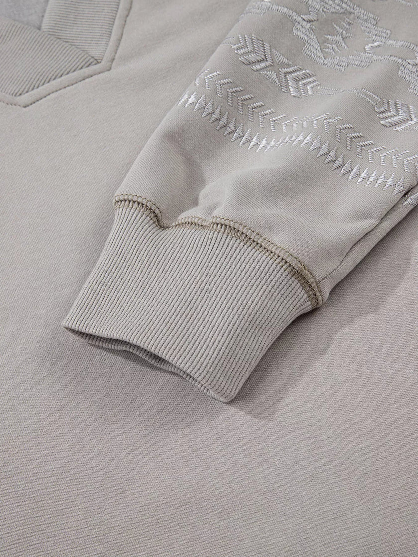 Western V Neck Sweatshirt - FLORENTINE IRIS