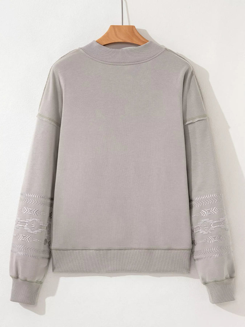 Western V Neck Sweatshirt - FLORENTINE IRIS