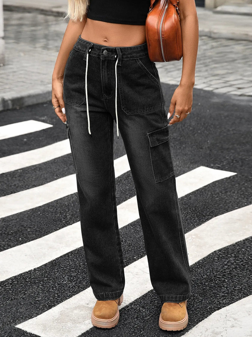 Wide Leg Cargo Jeans - FLORENTINE IRIS