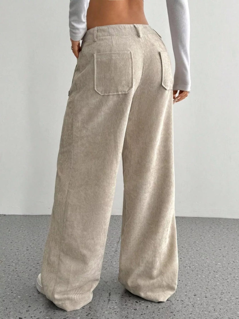 Wide Leg Corduroy Pants - FLORENTINE IRIS
