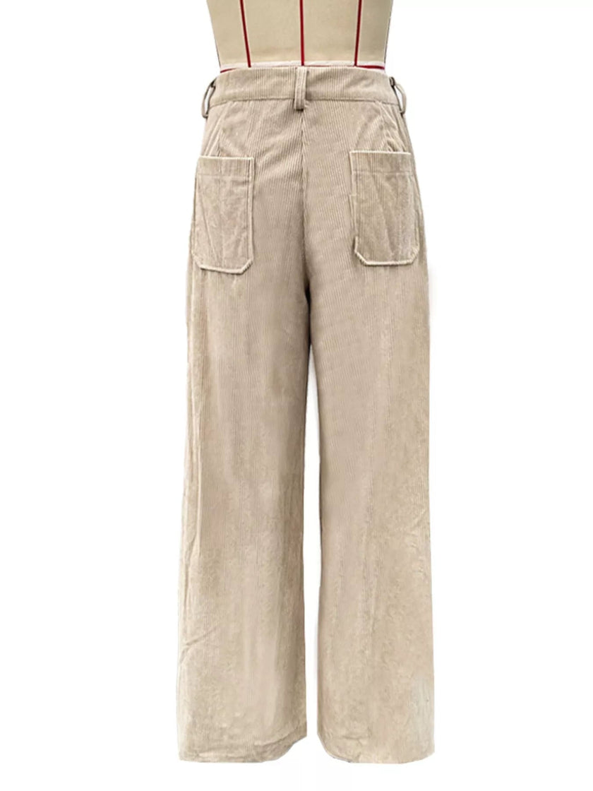 Wide Leg Corduroy Pants - FLORENTINE IRIS