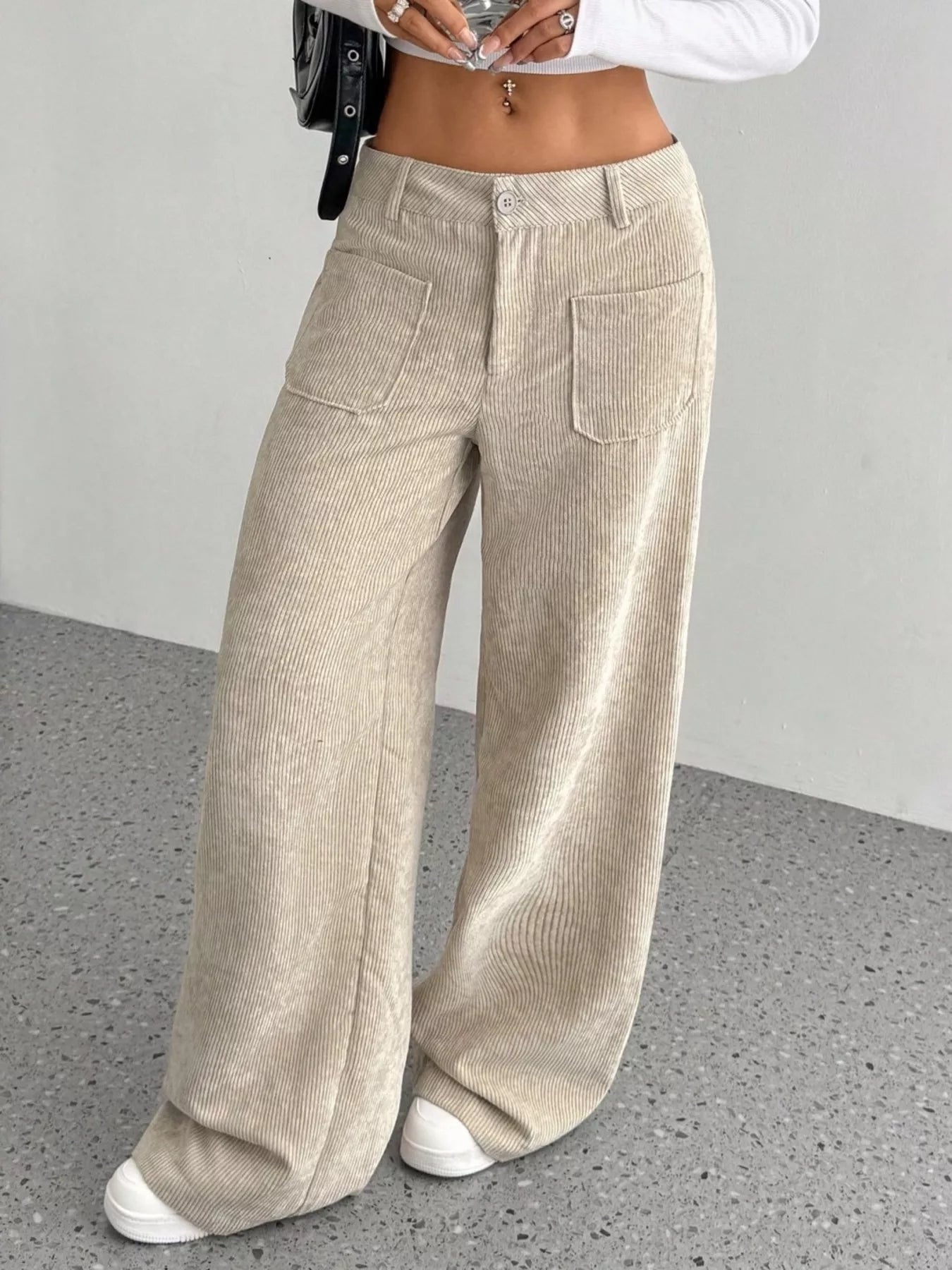 Wide Leg Corduroy Pants - FLORENTINE IRIS