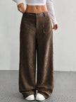 Wide Leg Corduroy Pants - FLORENTINE IRIS