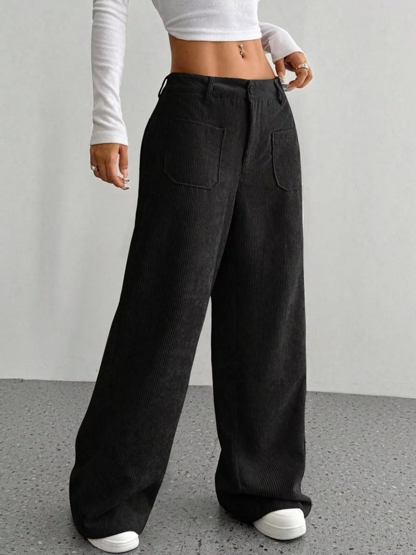 Wide Leg Corduroy Pants - FLORENTINE IRIS
