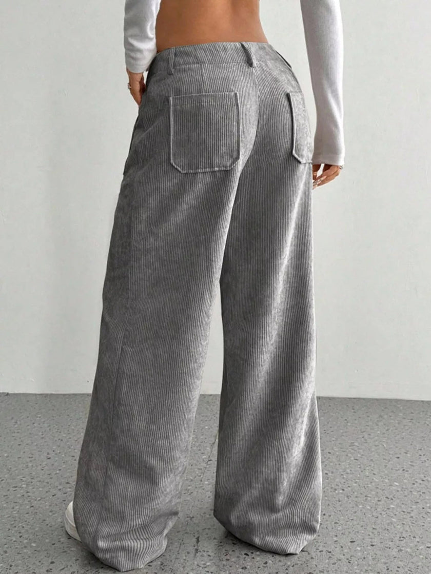Wide Leg Corduroy Pants - FLORENTINE IRIS