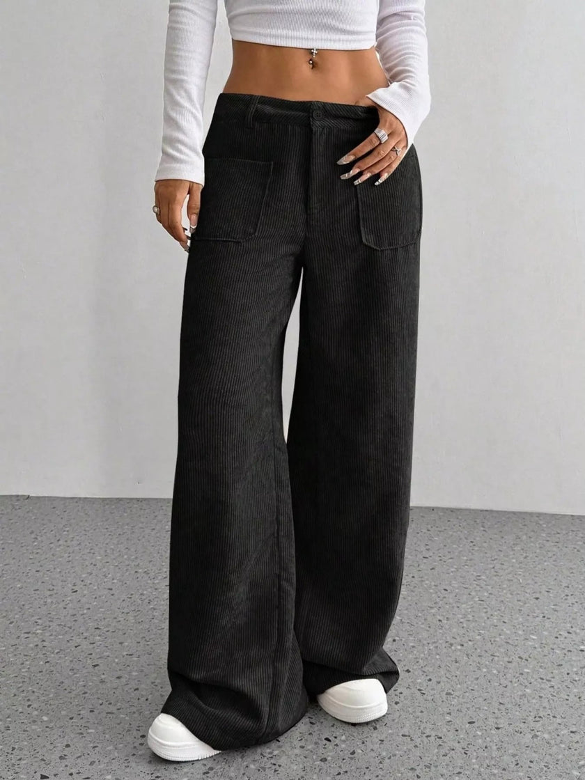 Wide Leg Corduroy Pants - FLORENTINE IRIS