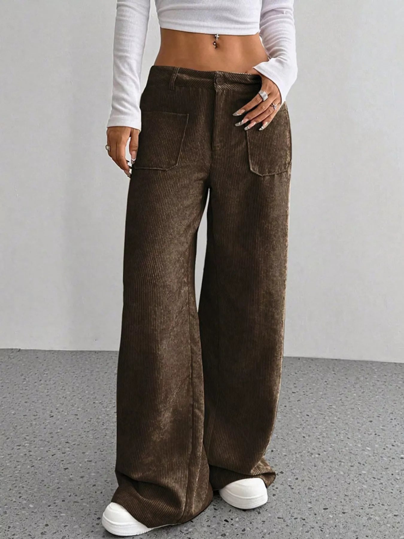 Wide Leg Corduroy Pants - FLORENTINE IRIS