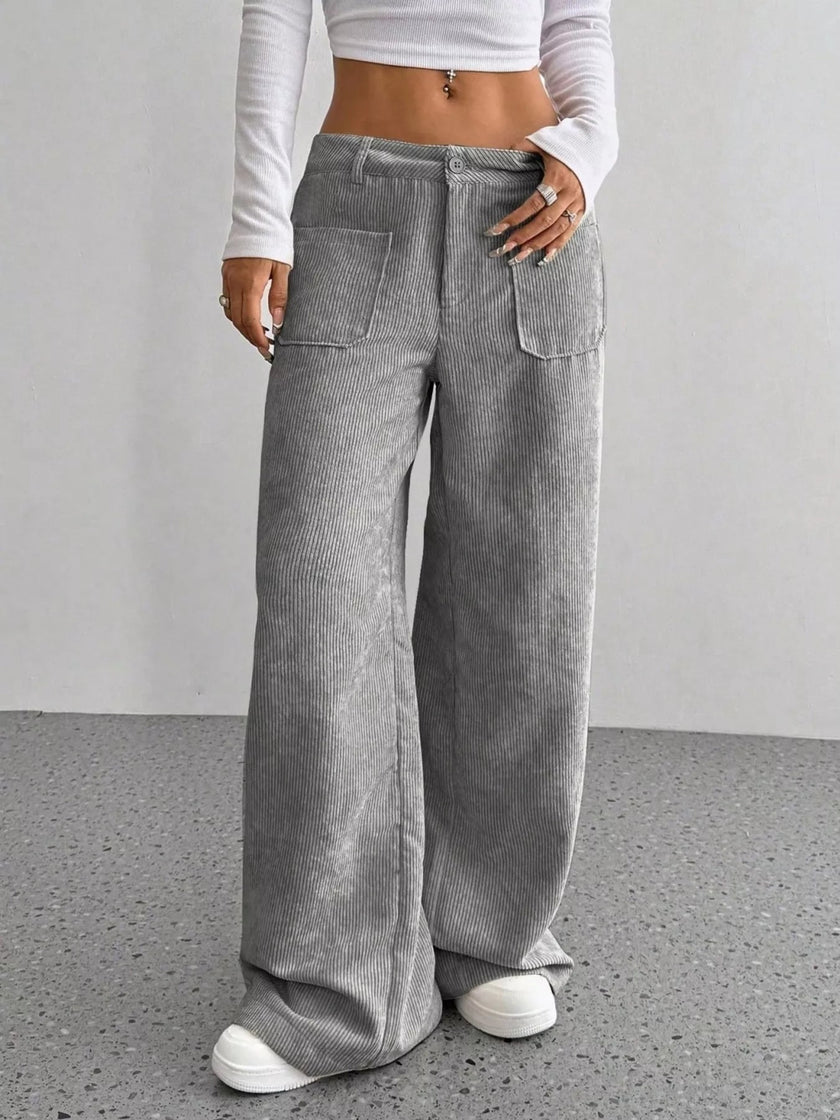 Wide Leg Corduroy Pants - FLORENTINE IRIS