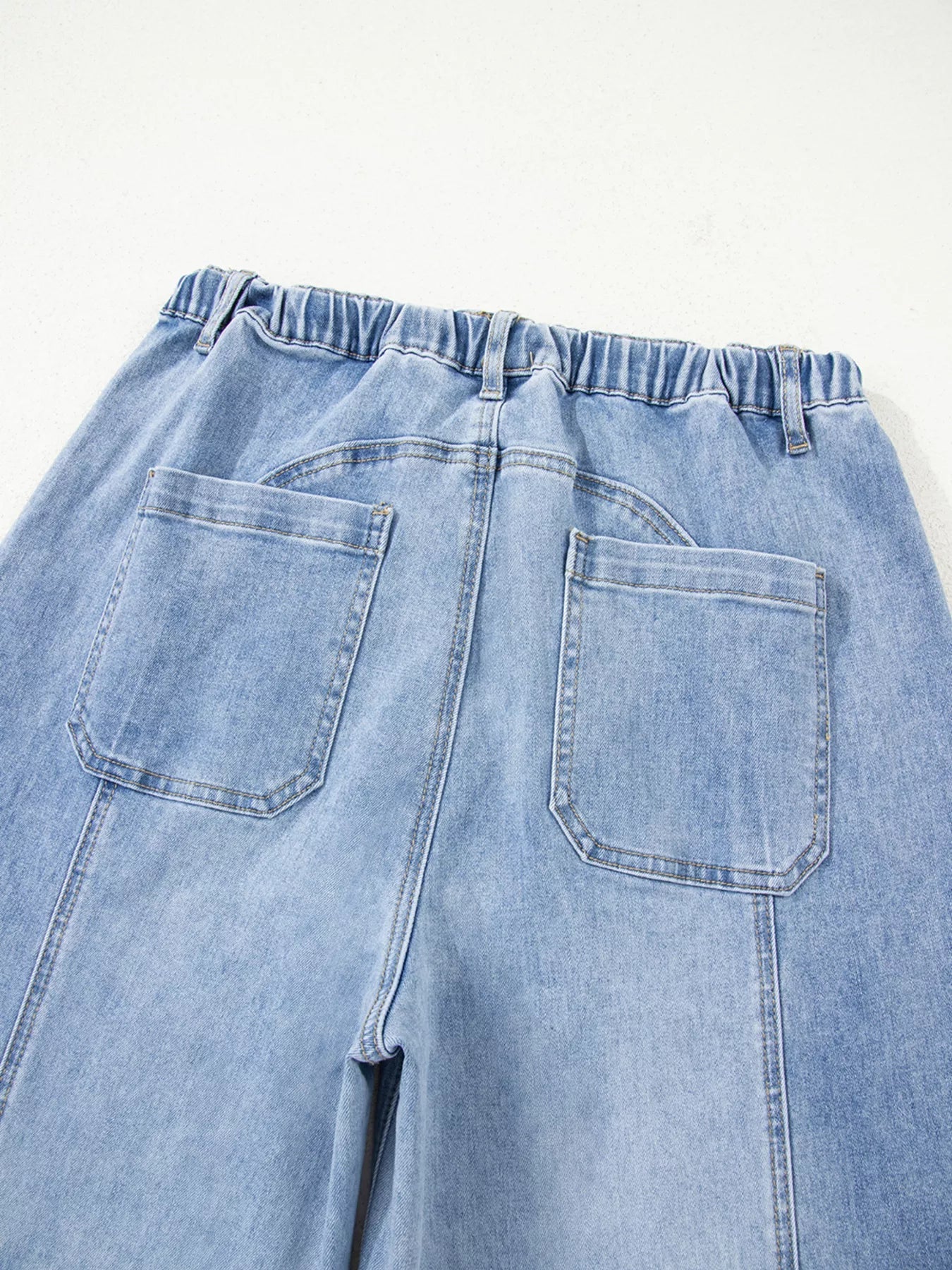 Wide Leg Drawstring Raw Hem Jeans - FLORENTINE IRIS