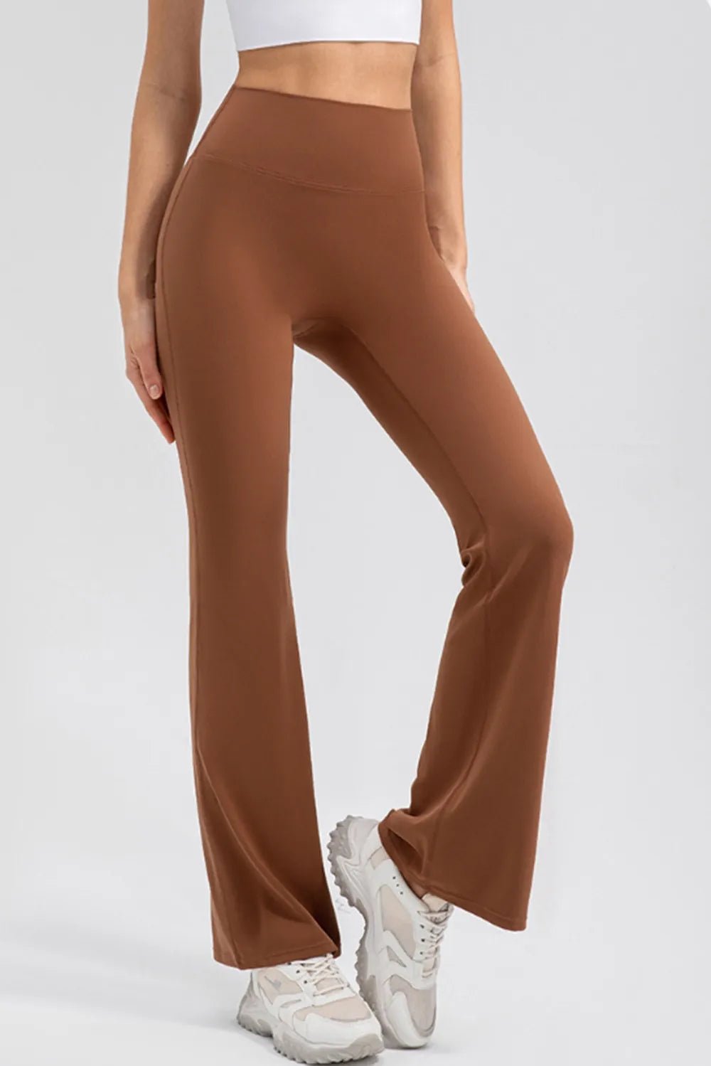 Wide Waistband High Waist Bootcut Active Leggings - FLORENTINE IRIS