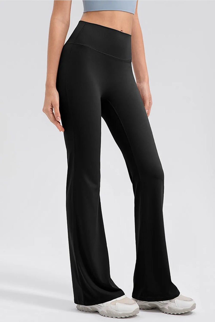 Wide Waistband High Waist Bootcut Active Leggings - FLORENTINE IRIS