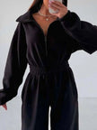 Zip Front Long Sleeve Jumpsuit - FLORENTINE IRIS