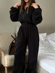 Zip Front Long Sleeve Jumpsuit - FLORENTINE IRIS