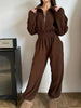Zip Front Long Sleeve Jumpsuit - FLORENTINE IRIS